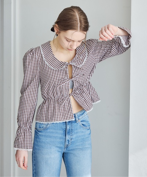 etre loin(エトルワン)の「フロントリボンブラウス / Front ribbon blouse(シャツ/ブラウス・レディース・ホワイト/グレー/ブラウン・M)」の22枚目の写真