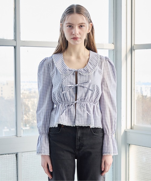 etre loin(エトルワン)の「フロントリボンブラウス / Front ribbon blouse(シャツ/ブラウス・レディース・ホワイト/グレー/ブラウン・M)」の18枚目の写真