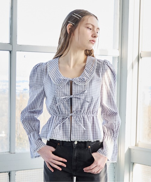 etre loin(エトルワン)の「フロントリボンブラウス / Front ribbon blouse(シャツ/ブラウス・レディース・ホワイト/グレー/ブラウン・M)」の15枚目の写真