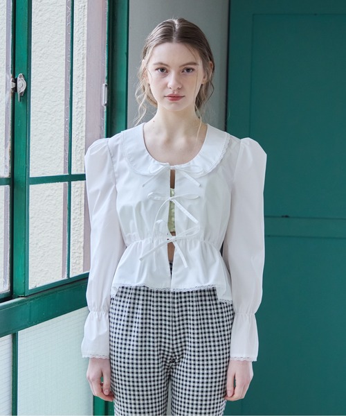 etre loin(エトルワン)の「フロントリボンブラウス / Front ribbon blouse(シャツ/ブラウス・レディース・ホワイト/グレー/ブラウン・M)」の10枚目の写真