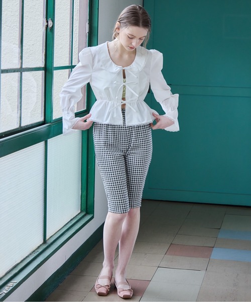 etre loin(エトルワン)の「フロントリボンブラウス / Front ribbon blouse(シャツ/ブラウス・レディース・ホワイト/グレー/ブラウン・M)」の7枚目の写真