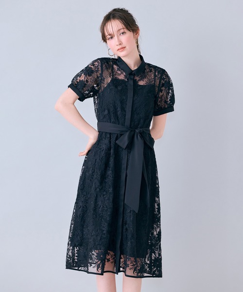 Audie a Muses(オーディアミューズ)の「刺繍レースシャツワンピース(ワンピース・レディース・オフホワイト/ブラック・38/40/42)」の15枚目の写真
