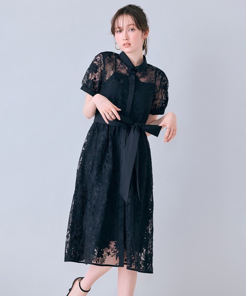 Audie a Muses(オーディアミューズ)の「刺繍レースシャツワンピース(ワンピース・レディース・オフホワイト/ブラック・38/40/42)」の16枚目の写真