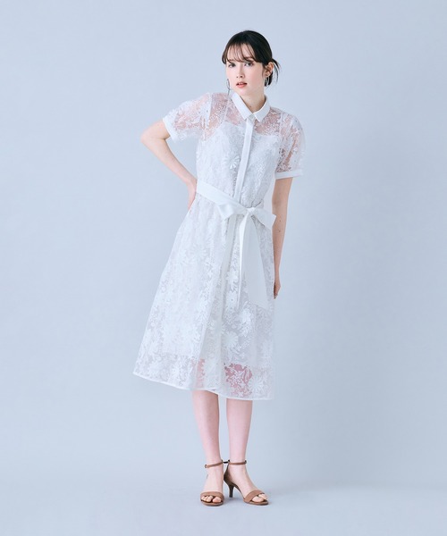 Audie a Muses(オーディアミューズ)の「刺繍レースシャツワンピース(ワンピース・レディース・オフホワイト/ブラック・38/40/42)」の22枚目の写真