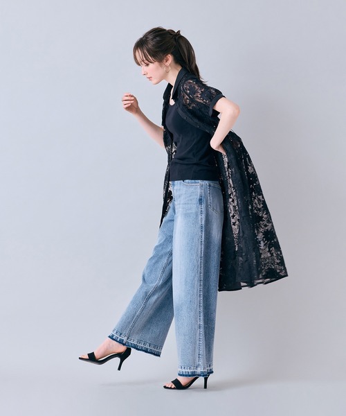Audie a Muses(オーディアミューズ)の「刺繍レースシャツワンピース(ワンピース・レディース・オフホワイト/ブラック・38/40/42)」の4枚目の写真
