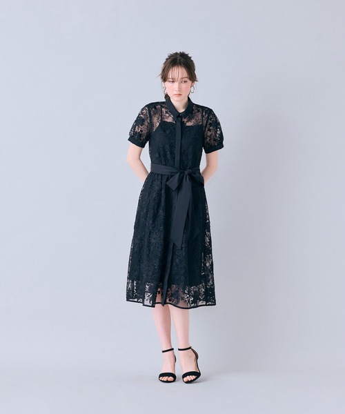 Audie a Muses(オーディアミューズ)の「刺繍レースシャツワンピース(ワンピース・レディース・オフホワイト/ブラック・38/40/42)」の8枚目の写真