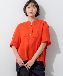LIBECOリネン はしごレース ブラウス