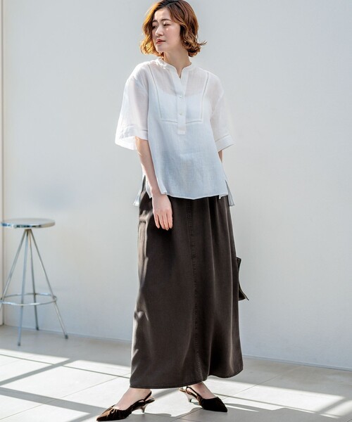 23区 S（ニジュウサンクチイサイサイズ）の「LIBECOリネン はしごレース ブラウス（シャツ/ブラウス・レディース・ライトグリーン系/オレンジ系/ホワイト系/ライトイエロー系/スカイブルー系・32）」の9枚目の写真