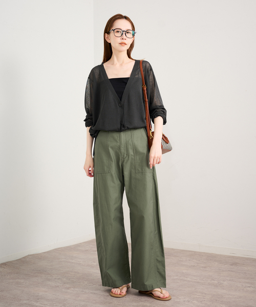 U by SPICK&SPAN(ユーバイスピックアンドスパン)の「ウォッシャブルリネンブレンドシアーカーデ(カーディガン/ボレロ・レディース・チャコールグレー/ベージュ・FREE)」の3枚目の写真