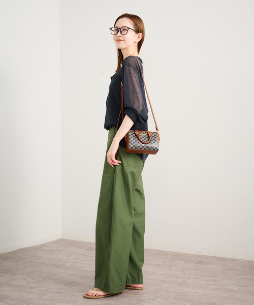 U by SPICK&SPAN(ユーバイスピックアンドスパン)の「ウォッシャブルリネンブレンドシアーカーデ(カーディガン/ボレロ・レディース・チャコールグレー/ベージュ・FREE)」の4枚目の写真