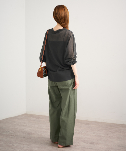 U by SPICK&SPAN(ユーバイスピックアンドスパン)の「ウォッシャブルリネンブレンドシアーカーデ(カーディガン/ボレロ・レディース・チャコールグレー/ベージュ・FREE)」の5枚目の写真