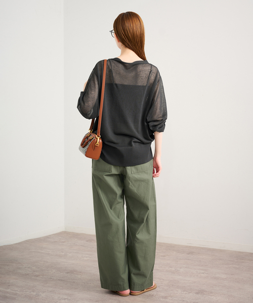 U by SPICK&SPAN(ユーバイスピックアンドスパン)の「ウォッシャブルリネンブレンドシアーカーデ(カーディガン/ボレロ・レディース・チャコールグレー/ベージュ・FREE)」の6枚目の写真