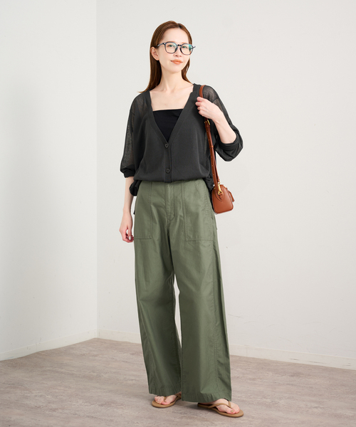 U by SPICK&SPAN(ユーバイスピックアンドスパン)の「ウォッシャブルリネンブレンドシアーカーデ(カーディガン/ボレロ・レディース・チャコールグレー/ベージュ・FREE)」の7枚目の写真