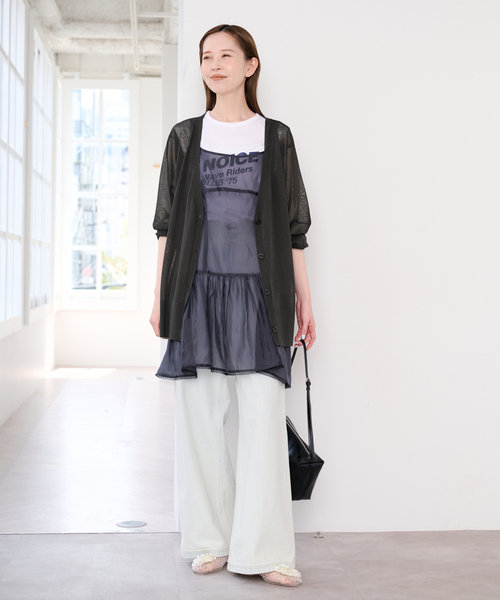 U by SPICK&SPAN(ユーバイスピックアンドスパン)の「ウォッシャブルリネンブレンドシアーカーデ(カーディガン/ボレロ・レディース・チャコールグレー/ベージュ・FREE)」の13枚目の写真