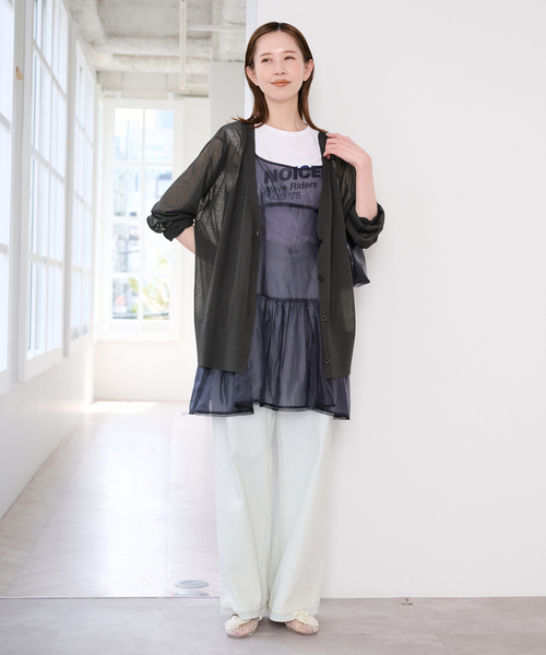 U by SPICK&SPAN(ユーバイスピックアンドスパン)の「ウォッシャブルリネンブレンドシアーカーデ(カーディガン/ボレロ・レディース・チャコールグレー/ベージュ・FREE)」の14枚目の写真