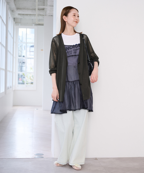 U by SPICK&SPAN(ユーバイスピックアンドスパン)の「ウォッシャブルリネンブレンドシアーカーデ(カーディガン/ボレロ・レディース・チャコールグレー/ベージュ・FREE)」の15枚目の写真