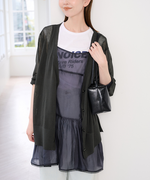 U by SPICK&SPAN(ユーバイスピックアンドスパン)の「ウォッシャブルリネンブレンドシアーカーデ(カーディガン/ボレロ・レディース・チャコールグレー/ベージュ・FREE)」の16枚目の写真
