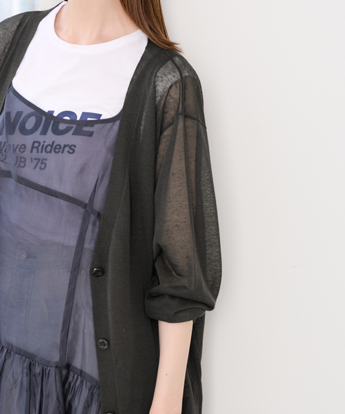 U by SPICK&SPAN(ユーバイスピックアンドスパン)の「ウォッシャブルリネンブレンドシアーカーデ(カーディガン/ボレロ・レディース・チャコールグレー/ベージュ・FREE)」の17枚目の写真