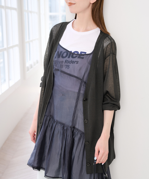 U by SPICK&SPAN(ユーバイスピックアンドスパン)の「ウォッシャブルリネンブレンドシアーカーデ(カーディガン/ボレロ・レディース・チャコールグレー/ベージュ・FREE)」の18枚目の写真