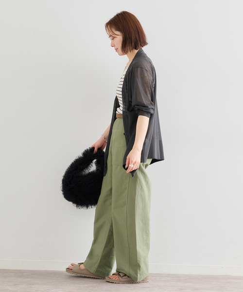 U by SPICK&SPAN(ユーバイスピックアンドスパン)の「ウォッシャブルリネンブレンドシアーカーデ(カーディガン/ボレロ・レディース・チャコールグレー/ベージュ・FREE)」の21枚目の写真