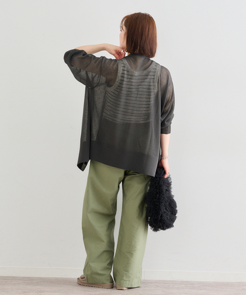 U by SPICK&SPAN(ユーバイスピックアンドスパン)の「ウォッシャブルリネンブレンドシアーカーデ(カーディガン/ボレロ・レディース・チャコールグレー/ベージュ・FREE)」の22枚目の写真