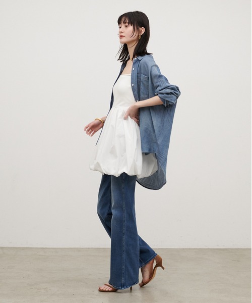 LARUTA（ラルータ）の「【LARUTA】［Web限定］カップ付き異素材バルーンキャミ（キャミソール・レディース・ホワイト系その他/ブラック/チャコールグレー/オフホワイト・FREE）」の18枚目の写真