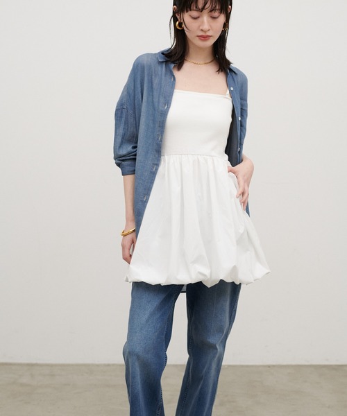 LARUTA（ラルータ）の「【LARUTA】［Web限定］カップ付き異素材バルーンキャミ（キャミソール・レディース・ホワイト系その他/ブラック/チャコールグレー/オフホワイト・FREE）」の17枚目の写真
