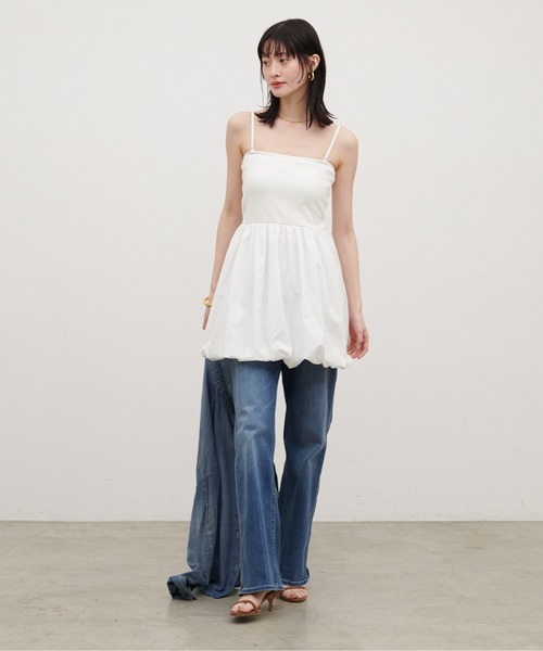 LARUTA（ラルータ）の「【LARUTA】［Web限定］カップ付き異素材バルーンキャミ（キャミソール・レディース・ホワイト系その他/ブラック/チャコールグレー/オフホワイト・FREE）」の22枚目の写真