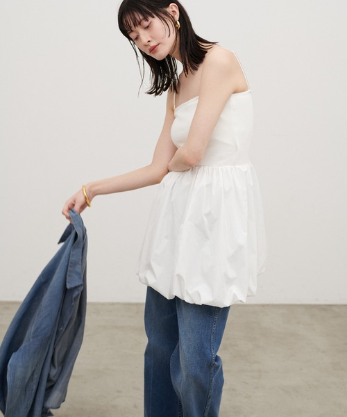 LARUTA（ラルータ）の「【LARUTA】［Web限定］カップ付き異素材バルーンキャミ（キャミソール・レディース・ホワイト系その他/ブラック/チャコールグレー/オフホワイト・FREE）」の20枚目の写真