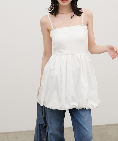 LARUTA（ラルータ）の「【LARUTA】［Web限定］カップ付き異素材バルーンキャミ（キャミソール・レディース・ホワイト系その他/ブラック/チャコールグレー/オフホワイト・FREE）」の19枚目の写真