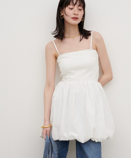 LARUTA（ラルータ）の「【LARUTA】［Web限定］カップ付き異素材バルーンキャミ（キャミソール・レディース・ホワイト系その他/ブラック/チャコールグレー/オフホワイト・FREE）」の21枚目の写真
