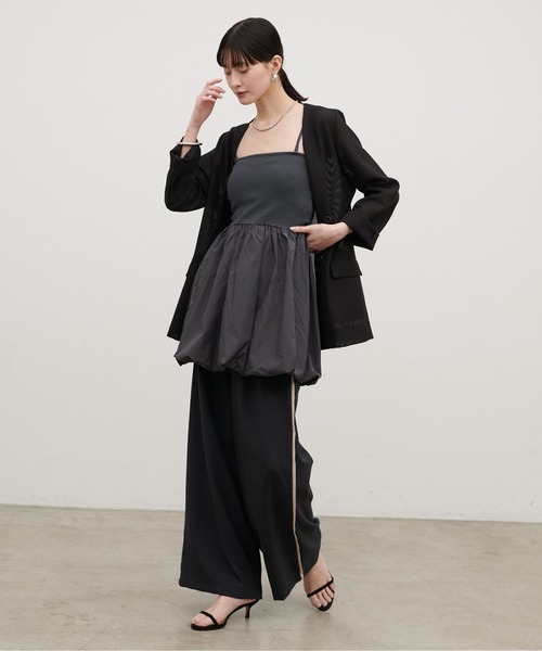 LARUTA（ラルータ）の「【LARUTA】［Web限定］カップ付き異素材バルーンキャミ（キャミソール・レディース・ホワイト系その他/ブラック/チャコールグレー/オフホワイト・FREE）」の9枚目の写真