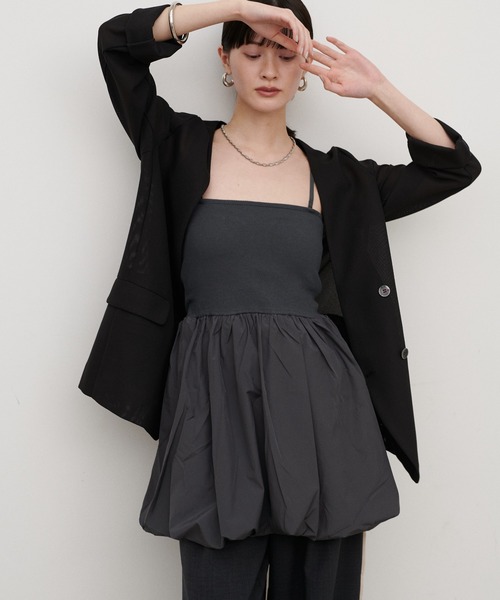 LARUTA（ラルータ）の「【LARUTA】［Web限定］カップ付き異素材バルーンキャミ（キャミソール・レディース・ホワイト系その他/ブラック/チャコールグレー/オフホワイト・FREE）」の7枚目の写真