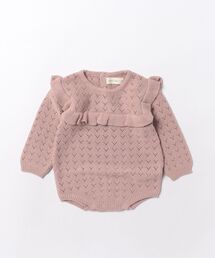 Quincy Mae（クインシーメイ）の「【RES】【Quincy Mae】Long Sleeve Pointelle Ruffle Romper || Mauve（その他ベビー用品）」