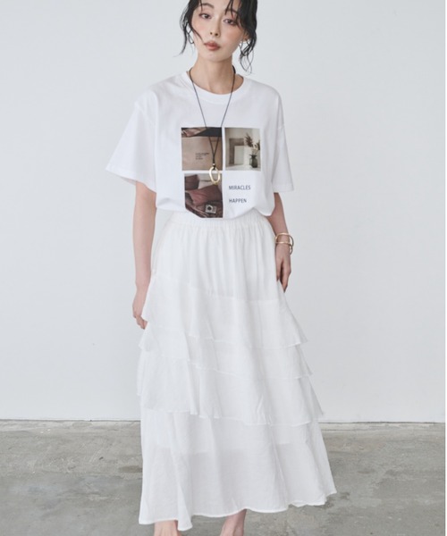 Anclear oui(アンクリアウィ)の「フリルロングSK(スカート・レディース・White/Black・F)」の12枚目の写真