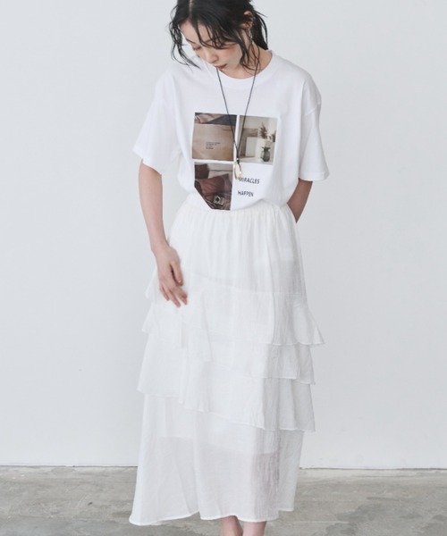 Anclear oui(アンクリアウィ)の「フリルロングSK(スカート・レディース・White/Black・F)」の13枚目の写真
