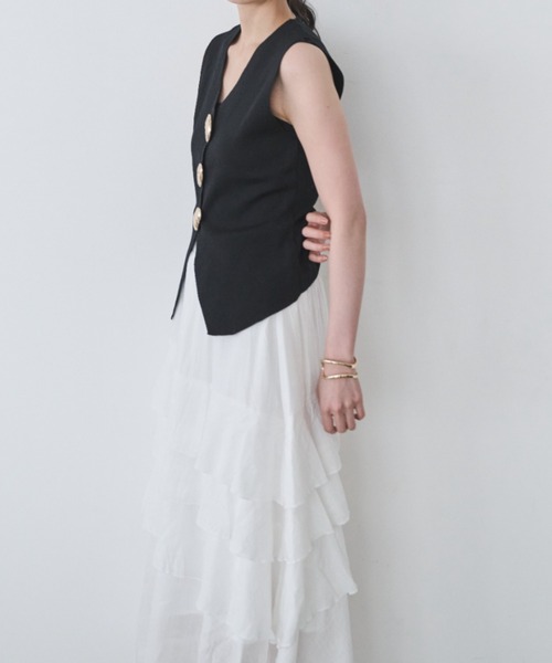 Anclear oui(アンクリアウィ)の「フリルロングSK(スカート・レディース・White/Black・F)」の16枚目の写真