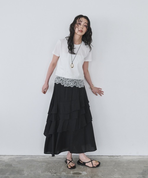 Anclear oui(アンクリアウィ)の「フリルロングSK(スカート・レディース・White/Black・F)」の20枚目の写真