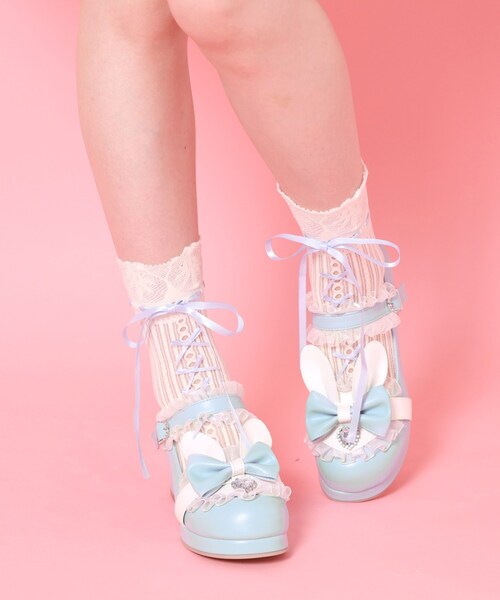 cs T&P(シーエスティーアンドピー)の「夢見るウサギパンプス(パンプス・レディース・ブラック/ブルー/ホワイト/ピンク系・S/M/L/LL)」の3枚目の写真