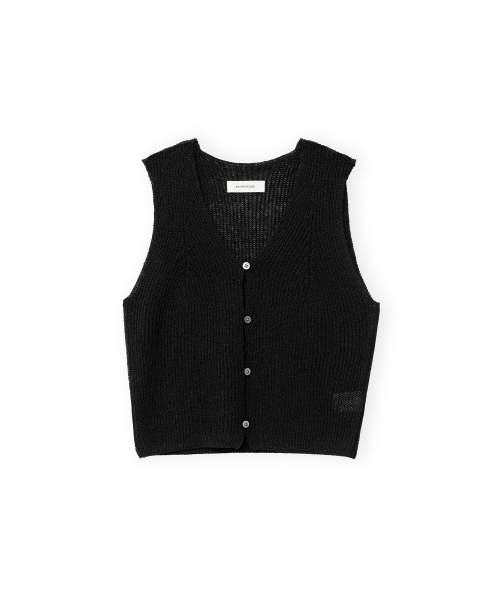 BROWNYARD(ブラウンヤード)の「Wペーパーコットンニットベスト、ブラック(Tシャツ/カットソー・レディース・その他・1/2)」の1枚目の写真