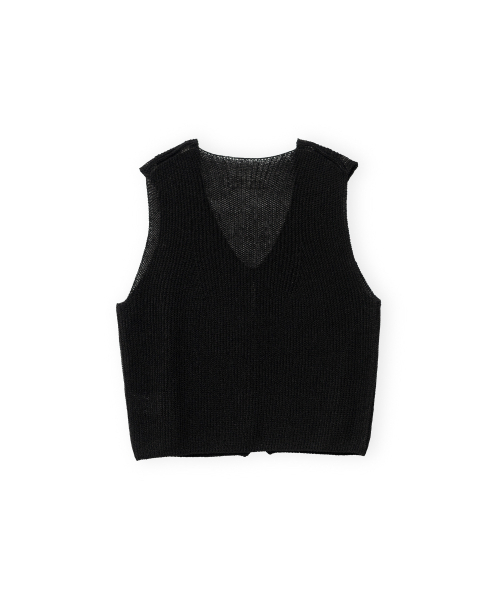 BROWNYARD(ブラウンヤード)の「Wペーパーコットンニットベスト、ブラック(Tシャツ/カットソー・レディース・その他・1/2)」の2枚目の写真