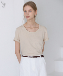 リネンロゴUネックTシャツ - Linen