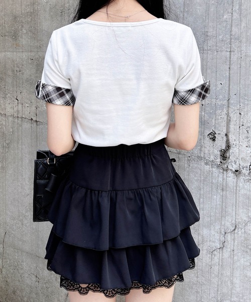 INGNI(イング)の「チェックレイヤード風リブトップス(Tシャツ/カットソー・レディース・ブラック/グレー/オフホワイト・M)」の15枚目の写真