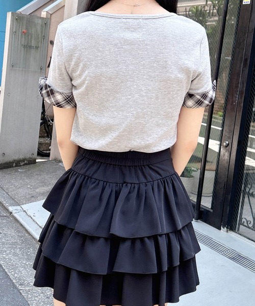 INGNI(イング)の「チェックレイヤード風リブトップス(Tシャツ/カットソー・レディース・ブラック/グレー/オフホワイト・M)」の19枚目の写真