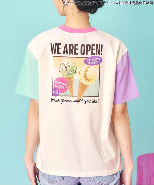 apres les cours（アプレレクール）の「【リンク】サーティワン Tシャツ(大人)（Tシャツ/カットソー・レディース・レインボー/ネイビー/ベージュ・MEDIUM）」の3枚目の写真