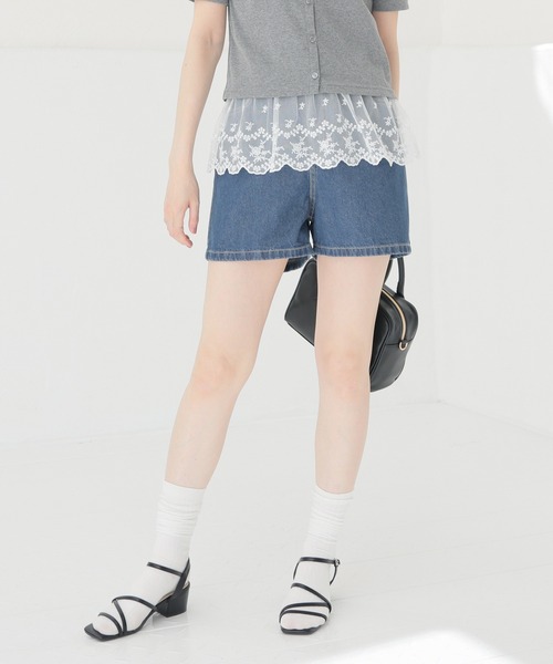 Honeys(ハニーズ)の「デニムショートパンツ(デニムパンツ・キッズ・ブルー系その他/ブルー系その他2/グレー・LL/S/150cm/L/M)」の2枚目の写真