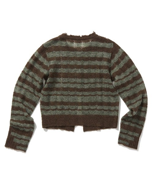 PERVERZE（パーバーズ）の「Thick Stripe Knit Cardigan（カーディガン/ボレロ・レディース・ネイビー/ブラウン・FREE）」の3枚目の写真