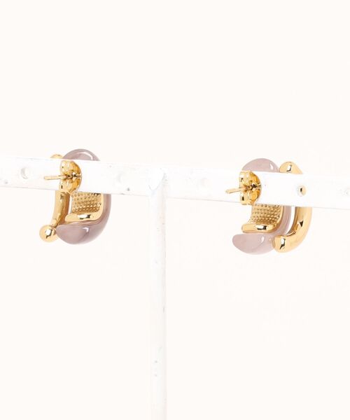 Jolie Toujours(ジョリトゥジュール)の「【汗や水に強い】〈ステンレス〉マーブルラインピアス(ピアス(両耳用)・レディース・ホワイト/ブラウン・FREE)」の8枚目の写真