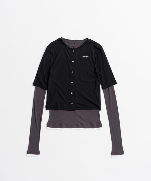 PRANK PROJECT（プランクプロジェクト）の「【2026Autumn Pre-Order】レイヤードハーフスリーブカーディガン / Layered Half Sleeve Cardigan（カーディガン/ボレロ・レディース・ピンク/ブルー/ブラック・FREE）」の20枚目の写真