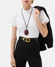 刺繍入り ストレッチ コットンジャージー Tシャツ